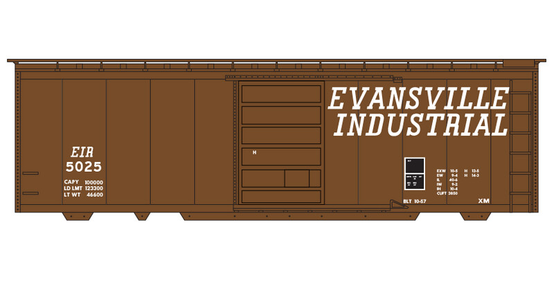 Evansville Industrial Box Car 40ft Name Only Decals