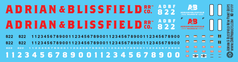 Adrian &amp; Blissfield EMD GPs Locomotive Decals