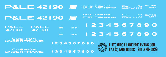 Pittsburgh Lake Erie Gondola 53ft Evans Square Hood Decals
