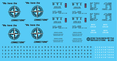 N Scale - DTI 40ft Plug Door Box Black Lettering Decal set