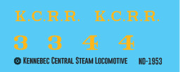 Kennebec Central Steam Locomotive Decal Set