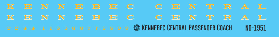 Kennebec Central Passenger Coach Decal Set