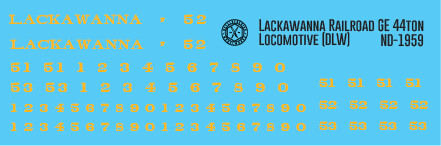 Delaware Lackawanna Western GE 44ton Locomotive Decals