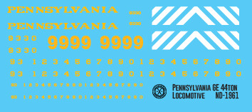Pennsylvania Railroad GE 44t Locomotive Decals