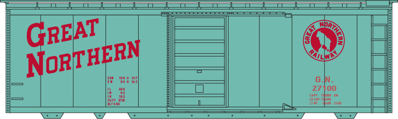 Great Northern 40' Green/Red Box Car Decals