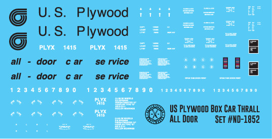 US Plywood All Door Box Car Decals