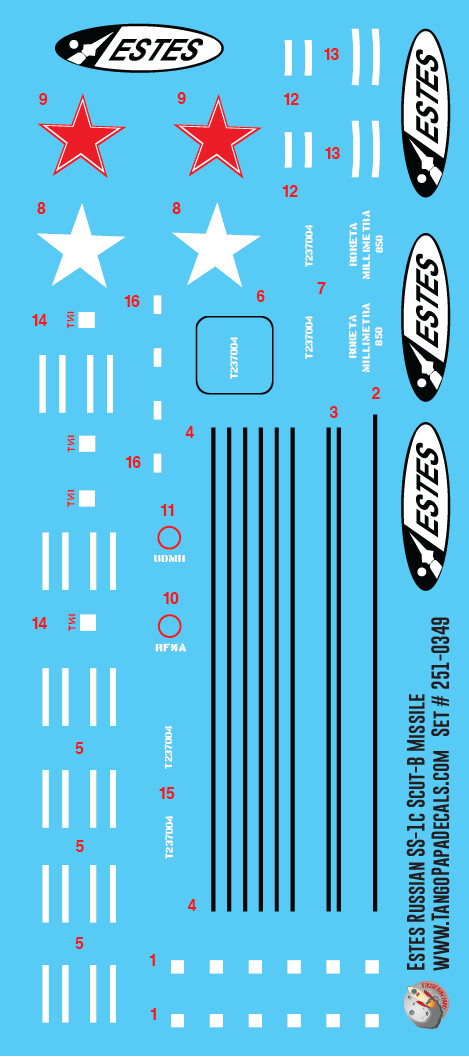 Estes Russian SS-1C Scud-B Missle Original Size Decal Set