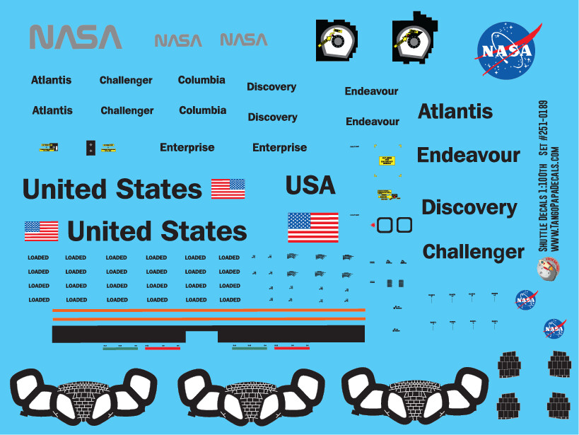 Space Shuttle Decals 1:100 Scale