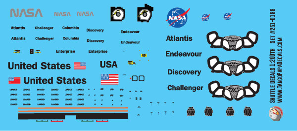 Space Shuttle Decals 1:200 Scale