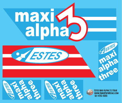 Estes Maxi Alpha 3 Lt Blue Decal Set