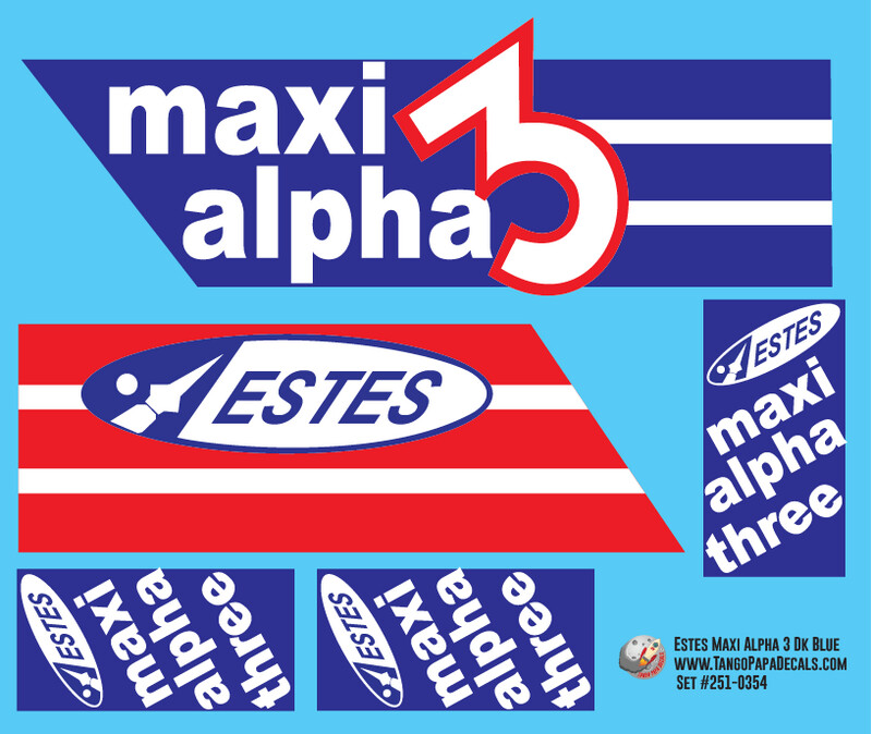 Estes Maxi Alpha 3 Dk Blue Decal Set