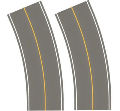 Easy Streets HO - Medium Asphalt-Broad Curve-Solid Yellow