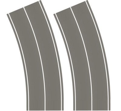 Easy Streets HO - Medium Asphalt-Broad Curve-Solid White
