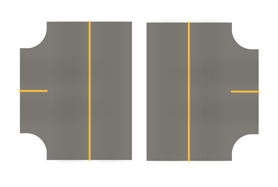 Easy Streets HO - Medium Asphalt-3 Way Intersection Solid Yellow Line No Fog