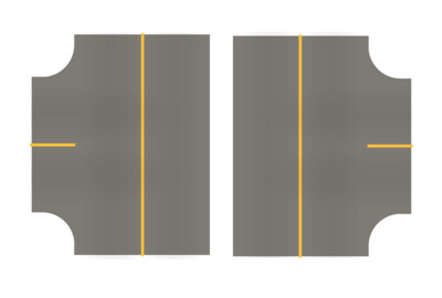 Easy Streets HO - Medium Asphalt-3 Way Intersection Solid Yellow Line No Fog