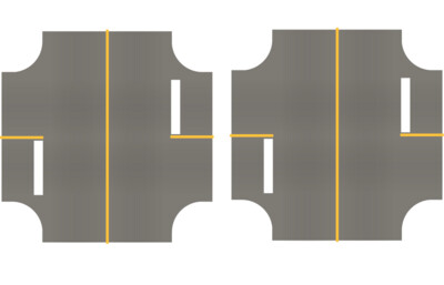 Easy Streets HO - Medium Asphalt-4 Way Int 2 Stop Solid Yellow Line