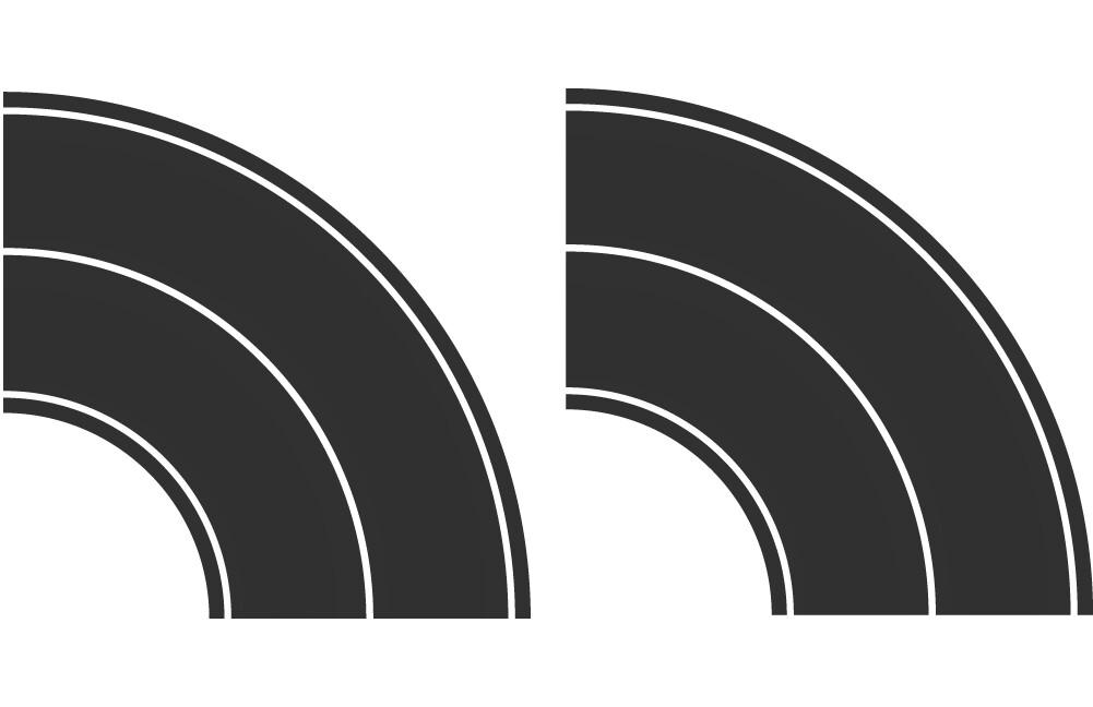 Easy Streets HO - Fresh Asphalt-Tight Curve-Solid White
