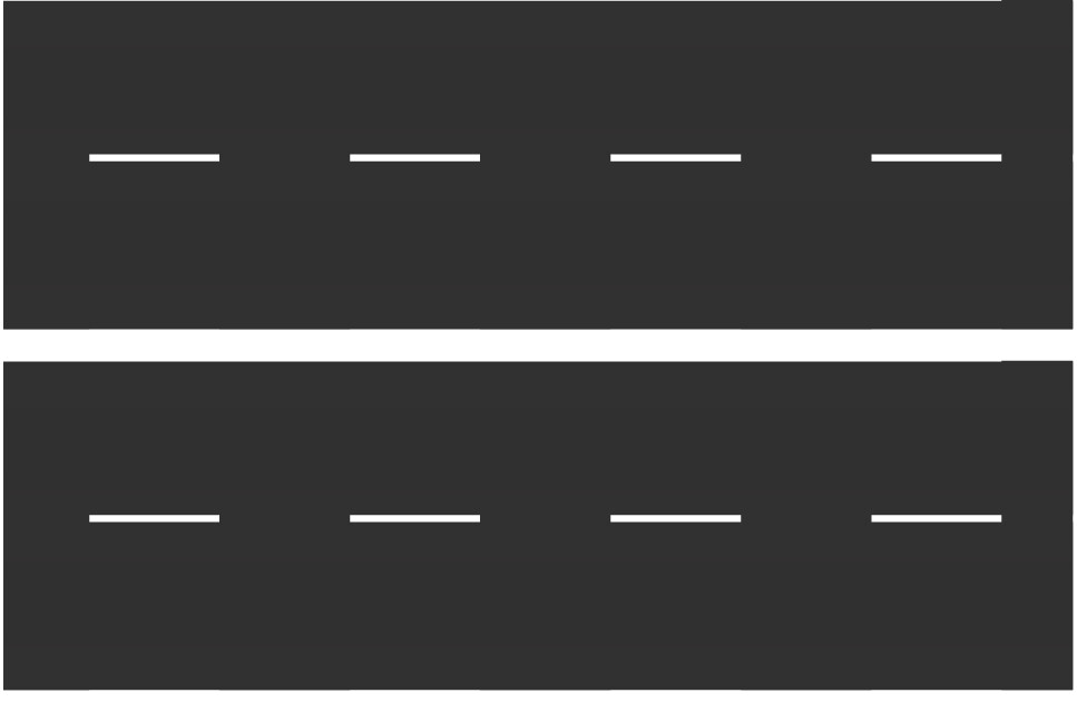 Easy Streets HO - Fresh Asphalt-10in Dashed White Line No Fog
