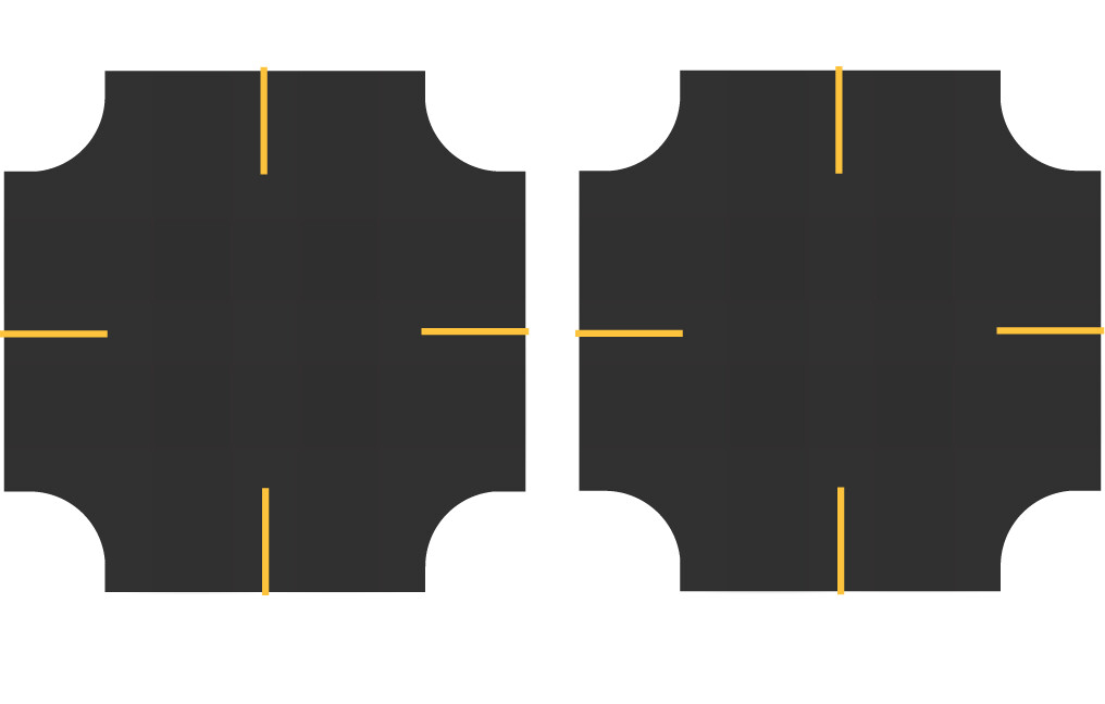 Easy Streets HO - Fresh Asphalt-4 Way Intersection Solid Yellow 4 Stop No Fog