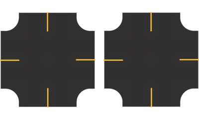 Easy Streets HO - Fresh Asphalt-4 Way Intersection Solid Yellow 4 Stop No Fog