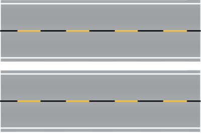 Easy Streets HO - Aged Asphalt-10in Dashed Yellow Black Line