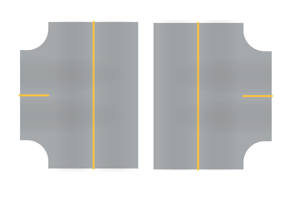 Easy Streets HO - Aged Asphalt-3 Way Intersection Solid Yellow Line No Fog