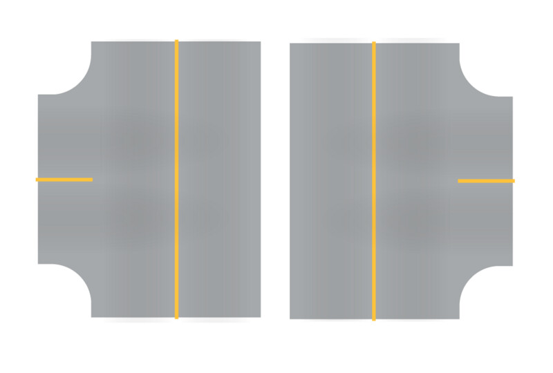 Easy Streets HO - Aged Asphalt-3 Way Intersection Solid Yellow Line No Fog