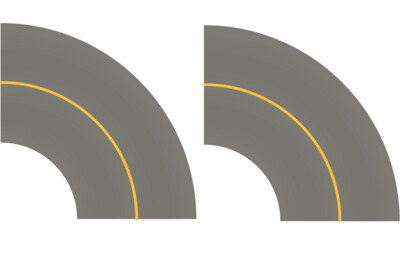 Easy Streets HO - Medium Asphalt-Tight Curve-Solid Yellow No Fog