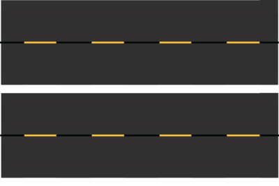 Easy Streets HO - Fresh Asphalt-10in Dashed Yellow Black Line No Fog
