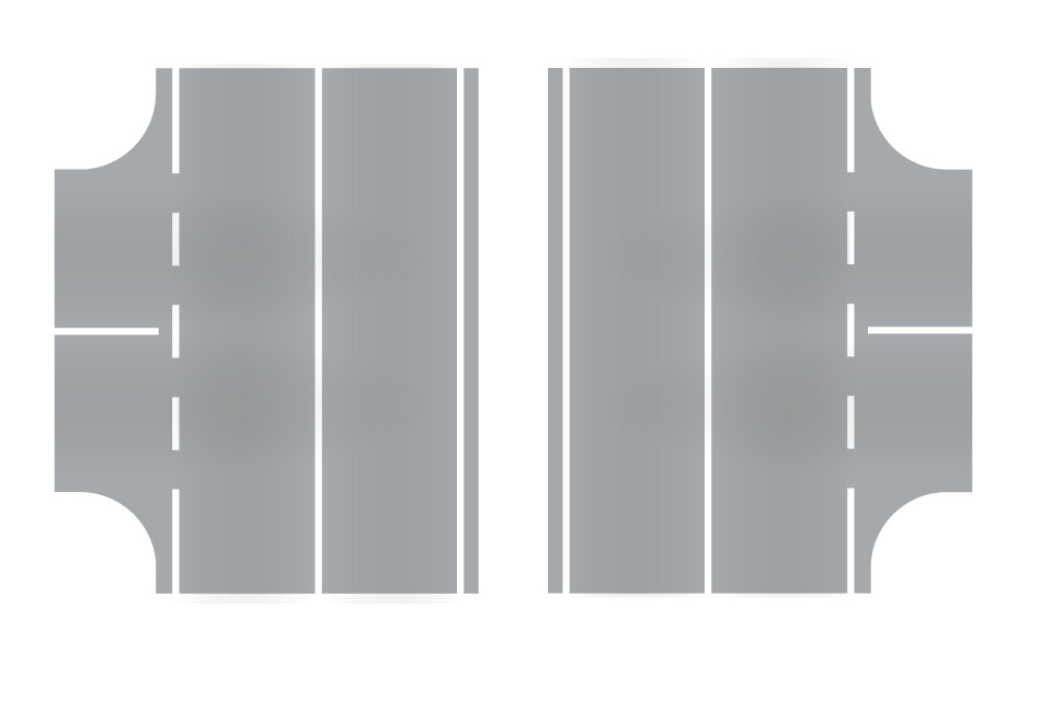 Easy Streets HO - Aged Asphalt-3 Way Intersection Solid White Line