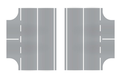 Easy Streets HO - Aged Asphalt-3 Way Intersection Solid White Line