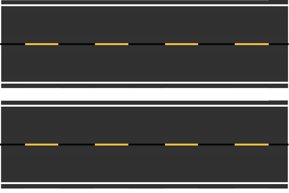 Easy Streets HO - Fresh Asphalt-10in Dashed Yellow Black Line