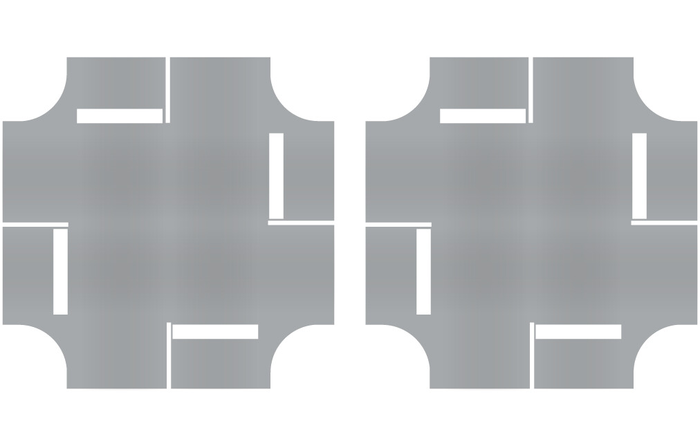 Easy Streets HO - Aged Asphalt-4 Way Int 4 Stop Solid White Line