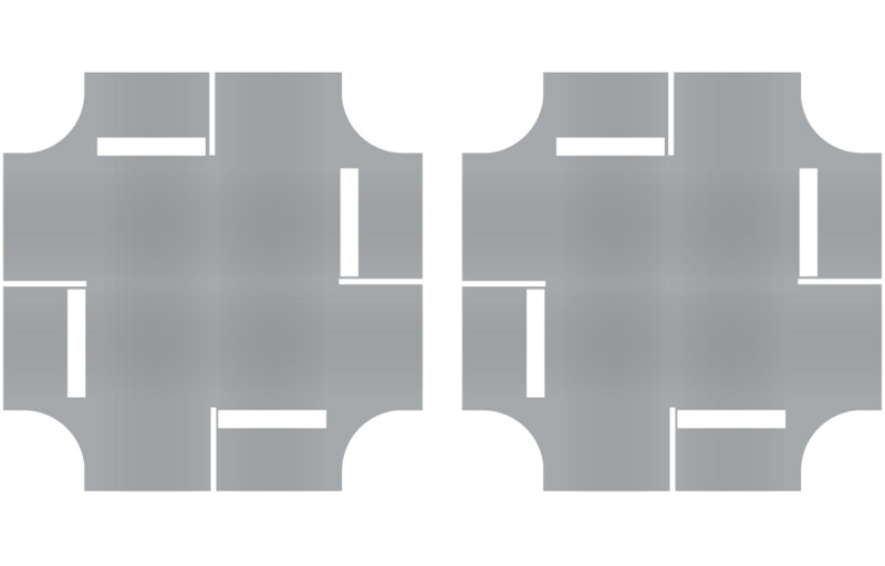 Easy Streets HO - Aged Asphalt-4 Way Int 4 Stop Solid White Line