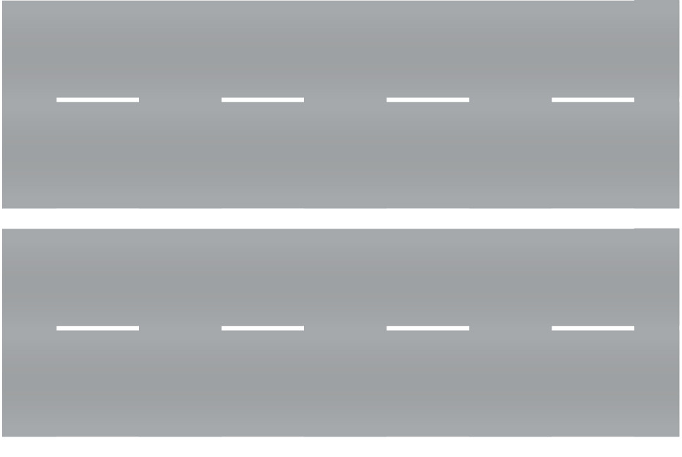 Easy Streets HO - Aged Asphalt-10in Dashed White Line No Fog