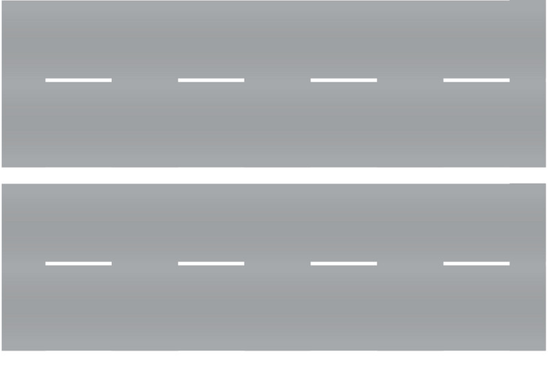 Easy Streets HO - Aged Asphalt-10in Dashed White Line No Fog