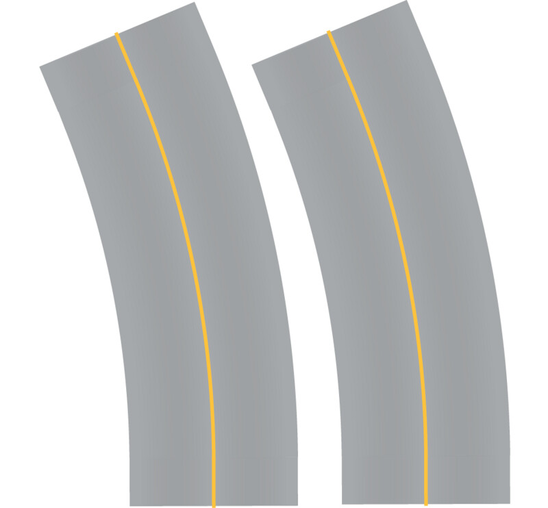 Easy Streets HO - Aged Asphalt-Broad Curve-Solid Yellow No Fog