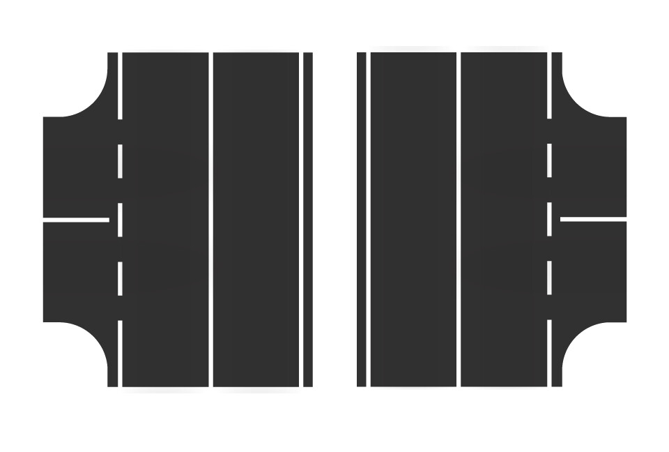 Easy Streets HO - Fresh Asphalt-3 Way Intersection Solid White Line
