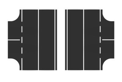 Easy Streets HO - Fresh Asphalt-3 Way Intersection Solid White Line