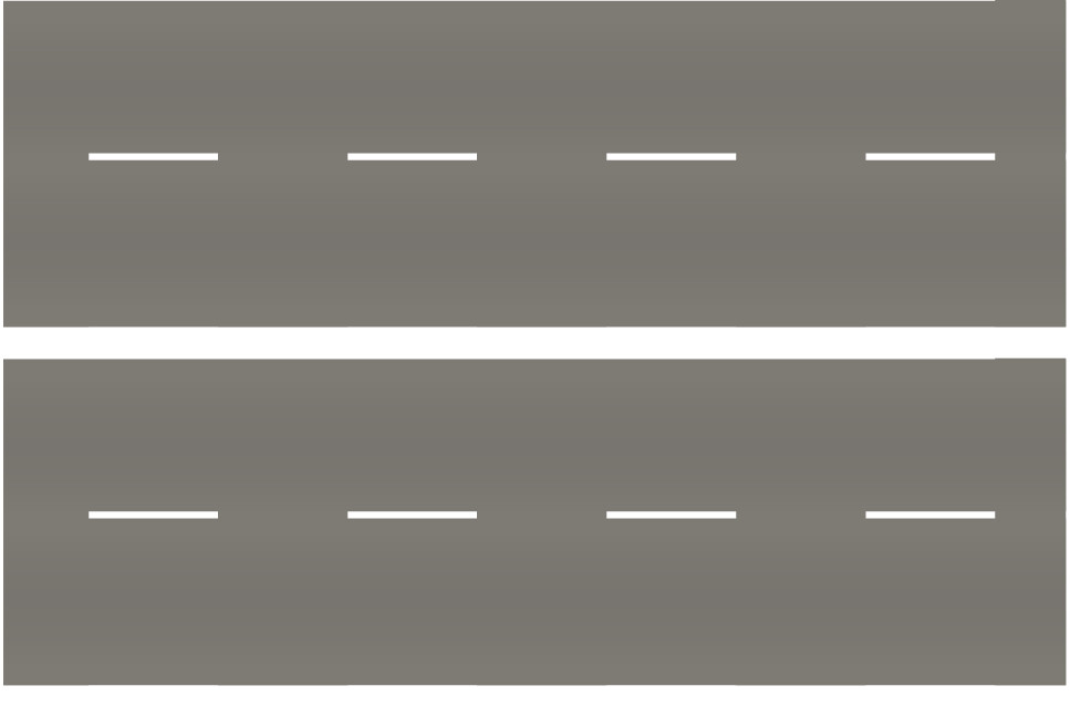 Easy Streets HO - Medium Asphalt-10in Dashed White Line No Fog