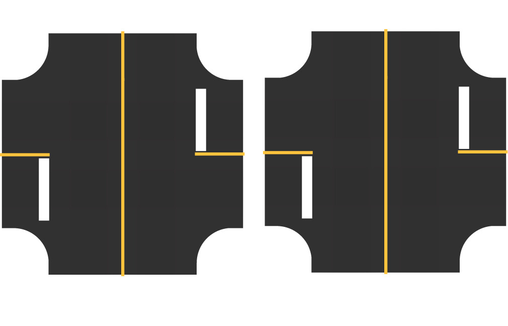 Easy Streets HO - Fresh Asphalt-4 Way Int 2 Stop Solid Yellow Line