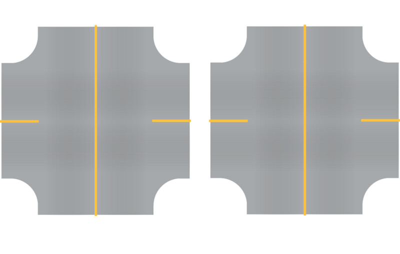 Easy Streets HO - Aged Asphalt-4 Way Intersection Solid Yellow 2 Stop No Fog