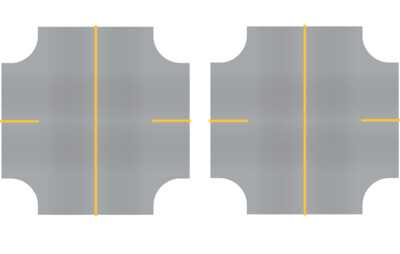 Easy Streets HO - Aged Asphalt-4 Way Intersection Solid Yellow 2 Stop No Fog