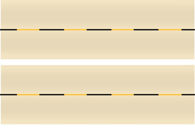 Easy Streets HO - Aged Concrete-10in Dashed Yellow Black Line No Fog