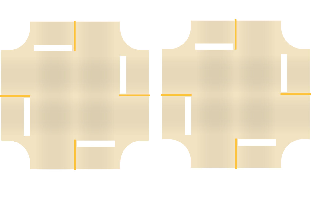 Easy Streets HO - Aged Concrete-4 Way Int 4 Stop Solid Yellow Line