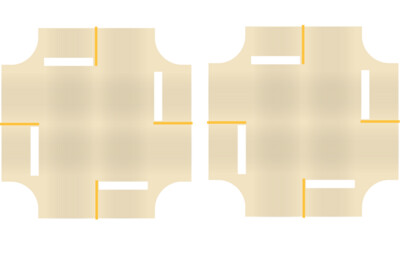 Easy Streets HO - Aged Concrete-4 Way Int 4 Stop Solid Yellow Line