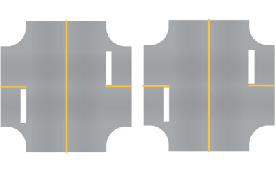 Easy Streets HO - Aged Asphalt-4 Way Int 2 Stop Solid Yellow Line
