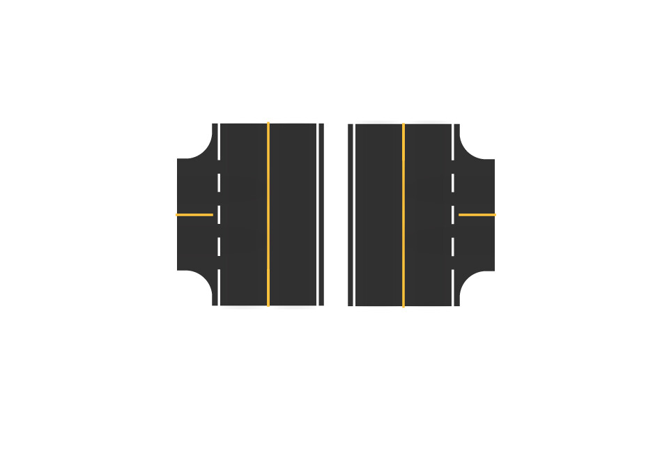 Easy Streets N - Fresh Asphalt-3 Way Int Solid Yellow Line