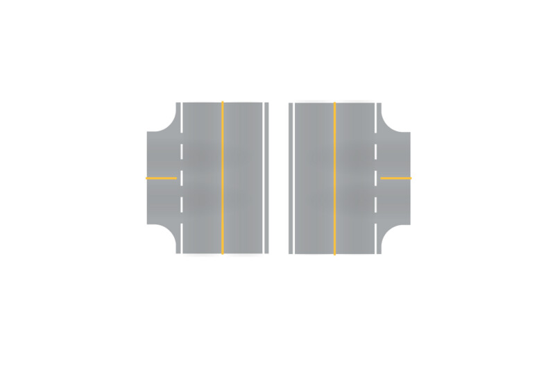 Easy Streets N - Aged Asphalt-3 Way Int Solid Yellow Line