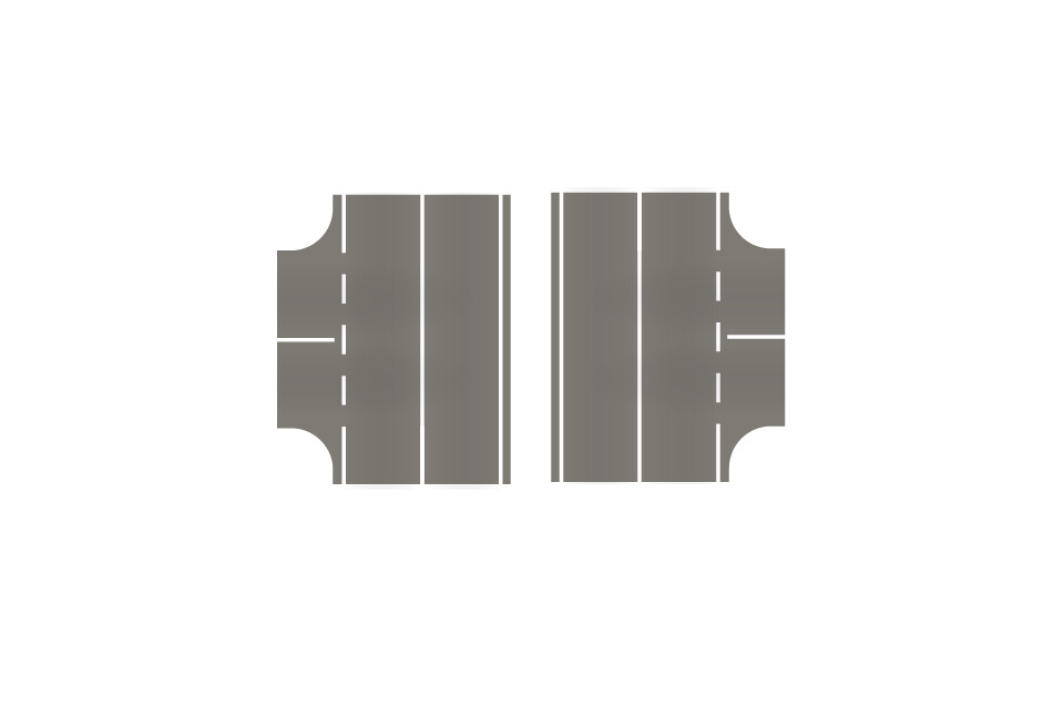 Easy Streets N - Medium Asphalt-3 Way Int Solid White Line